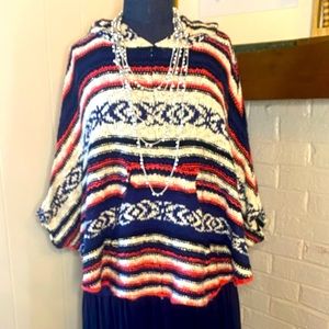 Hooded Poncho Sweater, Size M